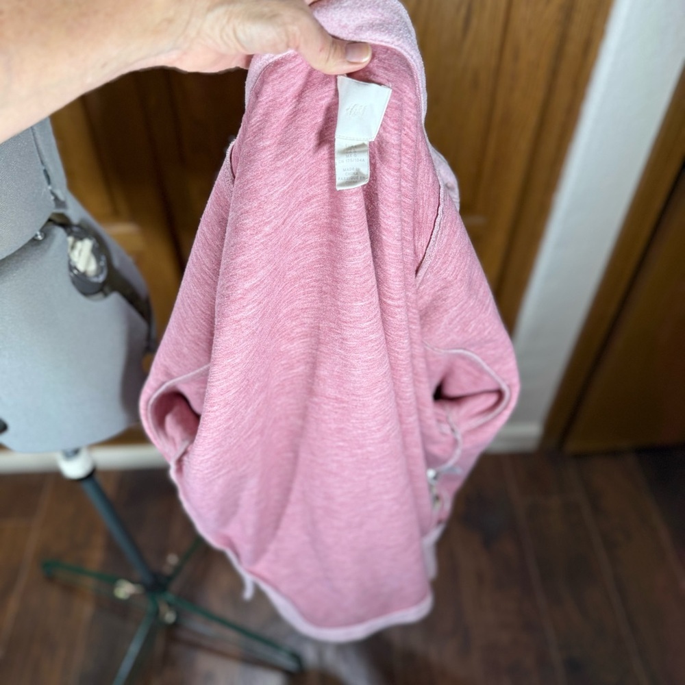 HM Pink Marl Button Up Shacket Shirt Jacket Large Pockets Heathered Soft Layer - Picture 10 of 10